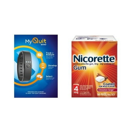 Nicorette Nicotine Gum, Stop Smoking Aid, 4 Mg, Cinnamon Surge, 160 Ct + MyQuit Wellness Band
