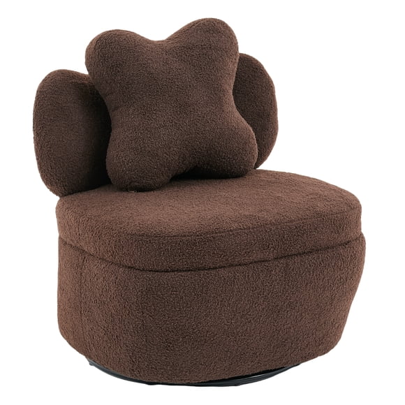 Sillón giratorio de terciopelo peluche con almacenamiento oculto - Diseño ergonómico y resistente a arañazos