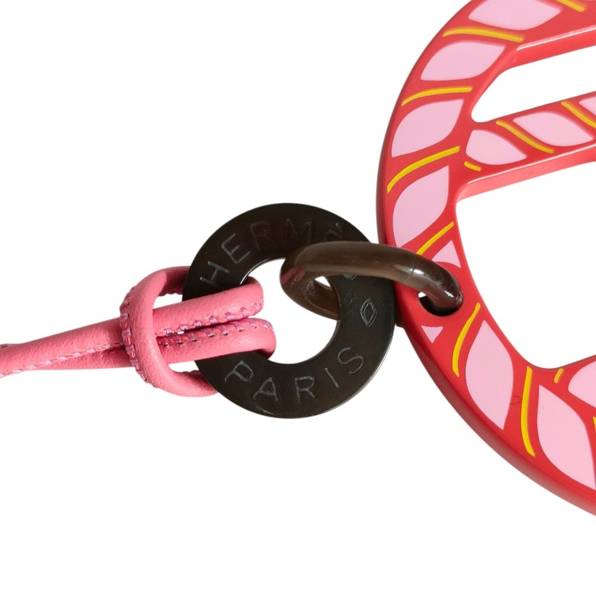 Pre-Owned HERMES H-Equipe Nautic Leather Cord Pendant Necklace, Pink, Women's, Lux ...