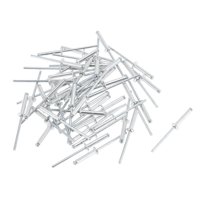 Remaches ciegos de gran reborde con cabeza de cúpula Diámetro de agarre 3.2mm Longitud de agarre 20mm Diámetro del reborde 6mm Hierro Tono plateado