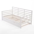 thumbnail image 5 of Soges Twin Size Wood Daybed with Pop Up Trundle, Platform Bed Sofa Bed Frame with Adjustable Trundle for Bedroom Living Room, No Box Spring Needed, White, 5 of 17