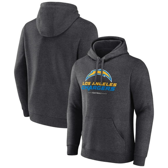 Men's Charcoal Los Angeles Chargers Team Lockup Pullover Hoodie