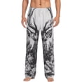 thumbnail image 2 of Lsque Monochrome Deer Floral Print Men's Pajama Pants, Lounge Pant - Comfortable Home Wear,Elastic Waistband, Stylish Design-Medium, 2 of 9