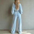 thumbnail image 5 of Leey-World Outfit Sets for Women Women Fall Clothes Winter Solid Color Long Sleeve Pullover Crop Top and Wide Leg Pants Lounge Set Travel Outfits for Women, 5 of 7