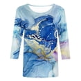 thumbnail image 5 of JINMGG 2026 Summer Womens Tops Womens Plus Size $5 Women's Fashion Printed T-Shirt 3/4 Sleeves Blouse Round Neck Casual Tops, 5 of 5