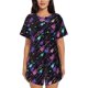 thumbnail image 1 of Balery Colorful Guitar Conjunto de Pijama para Mujer con Estampado, Dos Piezas de Manga Corta y Shorts, Ropa de Dormir Suave con Cuello Redondo y Bolsillos-Medium, 1 of 6