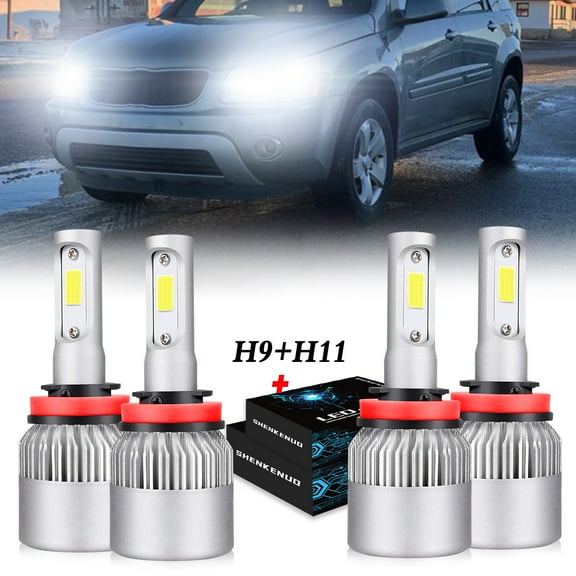 For 2005 2006 2007 2008 2009 2010 Pontiac G6 LED Headlight Bulbs H9/H11 High Beam and Low Beam 4pc