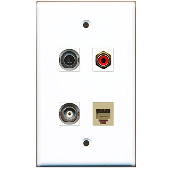 RiteAV - 1 Port RCA Red 1 Port Phone RJ11 RJ12 Beige 1 Port 3.5mm 1 Port BNC Wall Plate