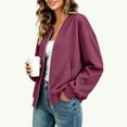 thumbnail image 3 of Otvok Zip‑Up Loose Sweatshirts Coat, Women Baseball Collar Long‑Sleeve Daily‑Wear Outerwear, 3 of 7
