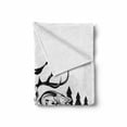 thumbnail image 2 of Hunting Soft Flannel Fleece Throw Blanket, Hunting and Fishing in Vintage Emblem Design Antler Horns Mallard Pine Tree, Cozy Plush for Indoor and Outdoor Use, 60" x 80", Black and White, by Ambesonne, 2 of 6