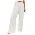 thumbnail image 3 of SNKSDGM Women's Plus Women Linen Pants Tall Cargo Pants Women Jeans Black Palazzo Pants Summer Boho Wide Leg Smocked High Waisted Casual Long Pant Trousers, 3 of 7
