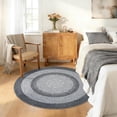 thumbnail image 2 of Modern Bordered Round Area Rug 4ft Washable Bedroom Circle Rugs Non Slip Stain Resistant Dining Room Round Throw Carpet Contemporary Circle Mats for Living Room Kitchen Nursery, Grey, 2 of 9