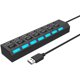 thumbnail image 1 of Divisor USB multipuerto, concentrador USB 2.0 7 en 1 con interruptores de encendido/apagado individuales de alta velocidad con LED Concentradores USB (7 puertos USB A) Xemadio CZDZ-ST152, 1 of 6