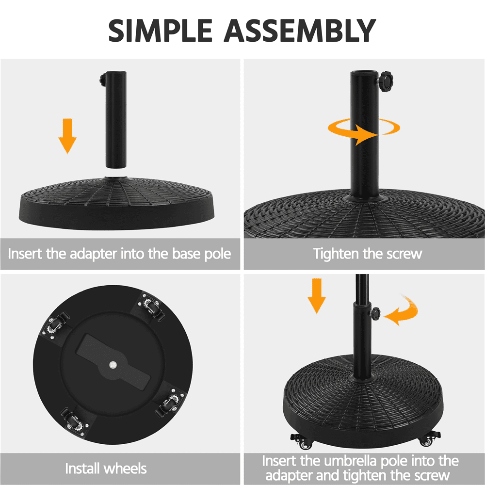 Renwick 55 lb Heavy-Duty Resin Patio Umbrella Base with Wheels, Black