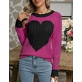 thumbnail image 6 of Women's Heart Pattern Knit Sweater, Long Sleeve Crew Neck Pullover, Soft Cozy Cable Knit Jumper for Fall and Winter, 6 of 7
