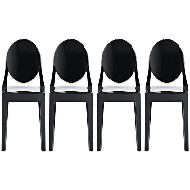 2xhome Set Of 4 Stackable Mid Century, Black Dining Room Chairs With Arms