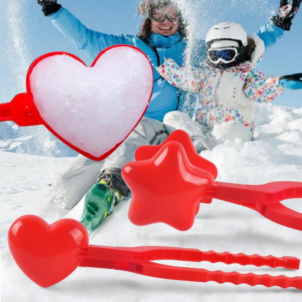 Snowball Clip Heart-shaped Snowball Clip Heart Shaped Snowball Maker Clip With Handle Snow Sand Ball Mold Plastic Clamp For Kids Outdoor Play Snow Toy 
