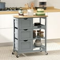 thumbnail image 2 of HOMCOM Kitchen Cart on Wheels with Wood Top, 3 Drawers and Shelves, 2 of 10