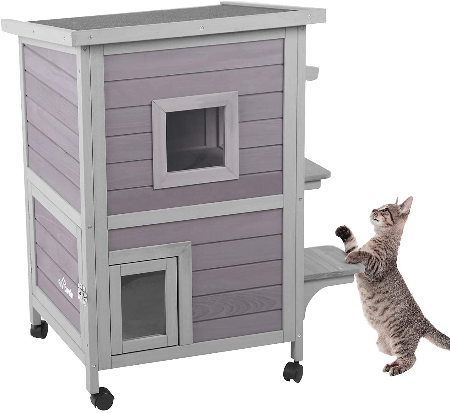 Petsfit 2-Story Weatherproof Outdoor Kitty Cat House/Condo/Shelter With Escape D 
