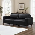 thumbnail image 4 of 2 Pieces Mid-Century Modern Faux Leather Sofa Set, 5 Seats PU Leather Upholstered Couch With Solid Wood Legs For Living Room Apartment Office, 4 of 12