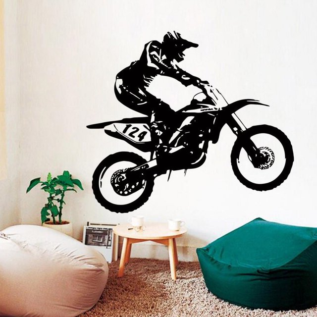 Adhesivo de pared decorativo de vinilo para conductor de carreras de motos, decoración del hogar Xemadio CKCGM4GR6