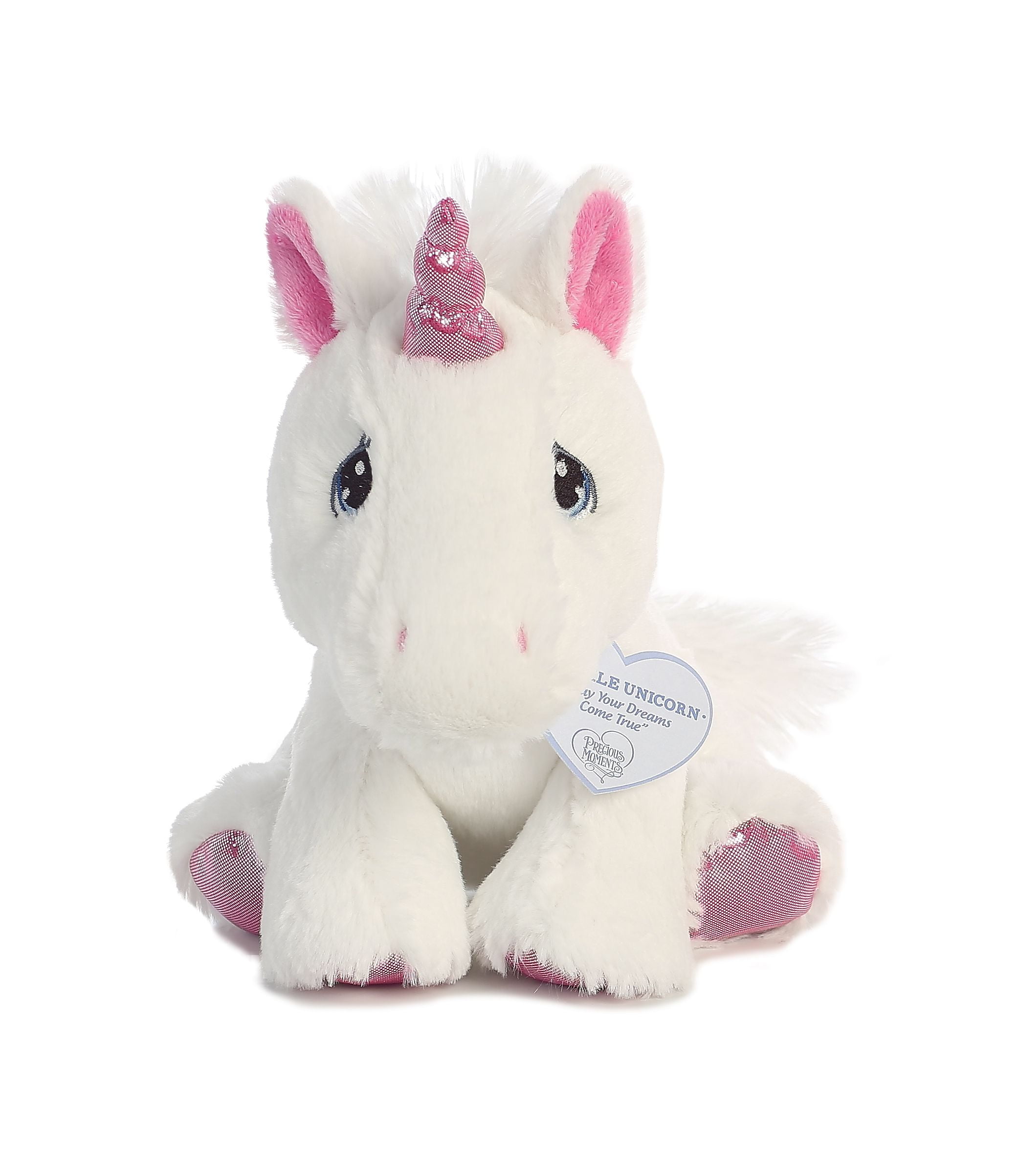 Sparkle Unicorn 8.5" Aurora Precious Moments Soft Plush Animal White with Pink 