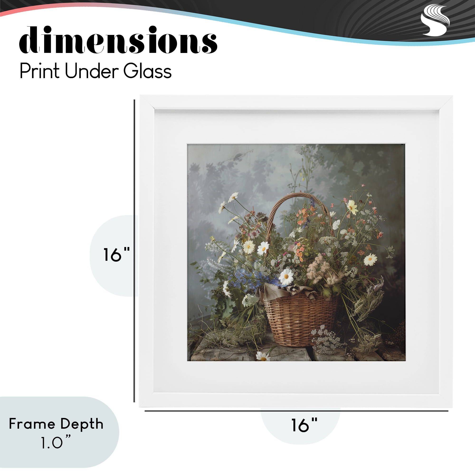 Stupell Industries Floral Basket Still Life White Framed Print Under Glass, design by Lazar Studio
