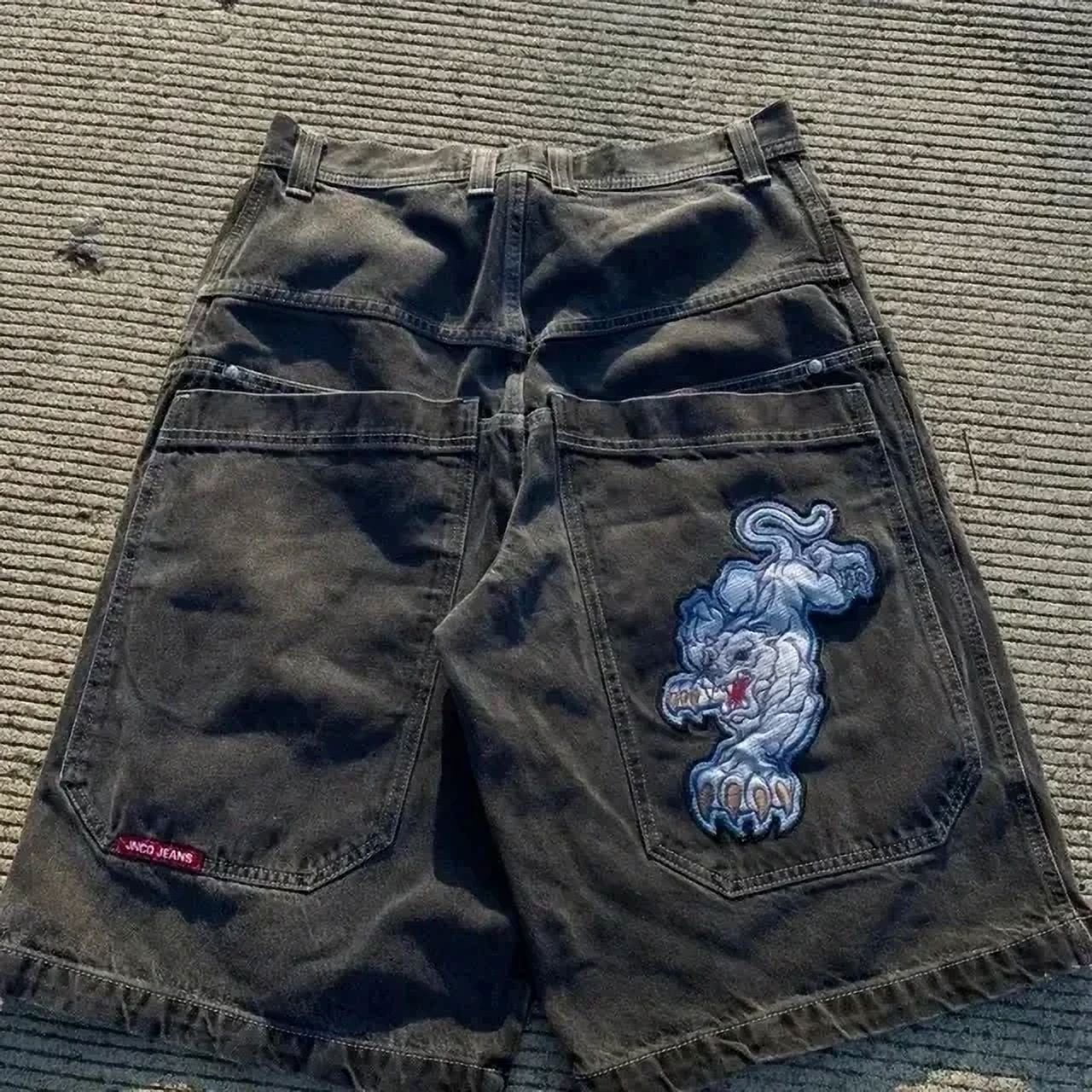 Hip Hop Vintage JNCO Number 7 Dice Graphic Embroidered Jeans