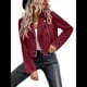 thumbnail image 2 of Chaqueta Blazer de Ante y Piel Sintética de Larga con Cremallera Corta para Mujer, Moda de Otoño. Vino Tinto XL, 2 of 7