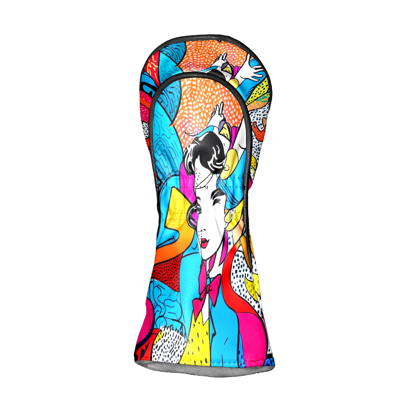 Golf Club Covers, Pop Art Premium PU Leather Driver Hybrid Putter Head Covers with Velvet Lining, Waterproof Golf Gifts for Men Women