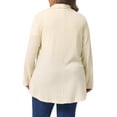 thumbnail image 3 of Agnes Orinda Women's Plus Size Knit Cardigan Lapel Long Sleeve Open Front Irregular Hem Casual Soft Sweater Cardigans 3X Beige, 3 of 6