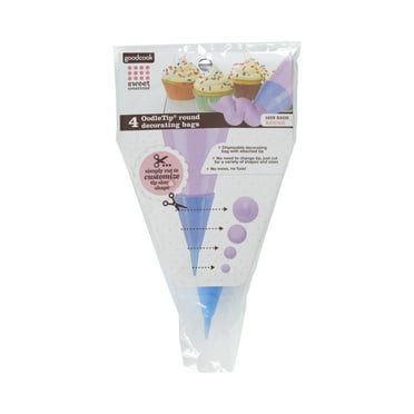 Goodcook Disposable Cake Decorating Bags with Cut-to-size Oodle Round Tips, 4-count