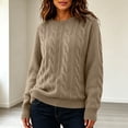 thumbnail image 2 of MaFYtyTPR Women's Cable Knit Sweater Crew Neck Long Sleeve Pullover Sweaters Solid Winter Warm Casual Loose Fit Top, 2 of 6