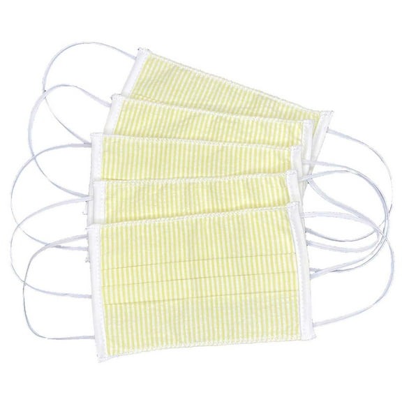 Unisex Cotton Mask Adjustable Anti Dust Fashion Face Washable Reusable Cloth (LT Mask Yellow X5)