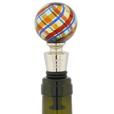 GlassOfVenice Murano Glass Bottle Stopper - Elegant Stripes