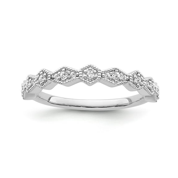 Araiya Fine Jewelry 10K White Gold Diamond Band Ring (1/8 cttw, I-J Color, I2-I3 Clarity) Size 7