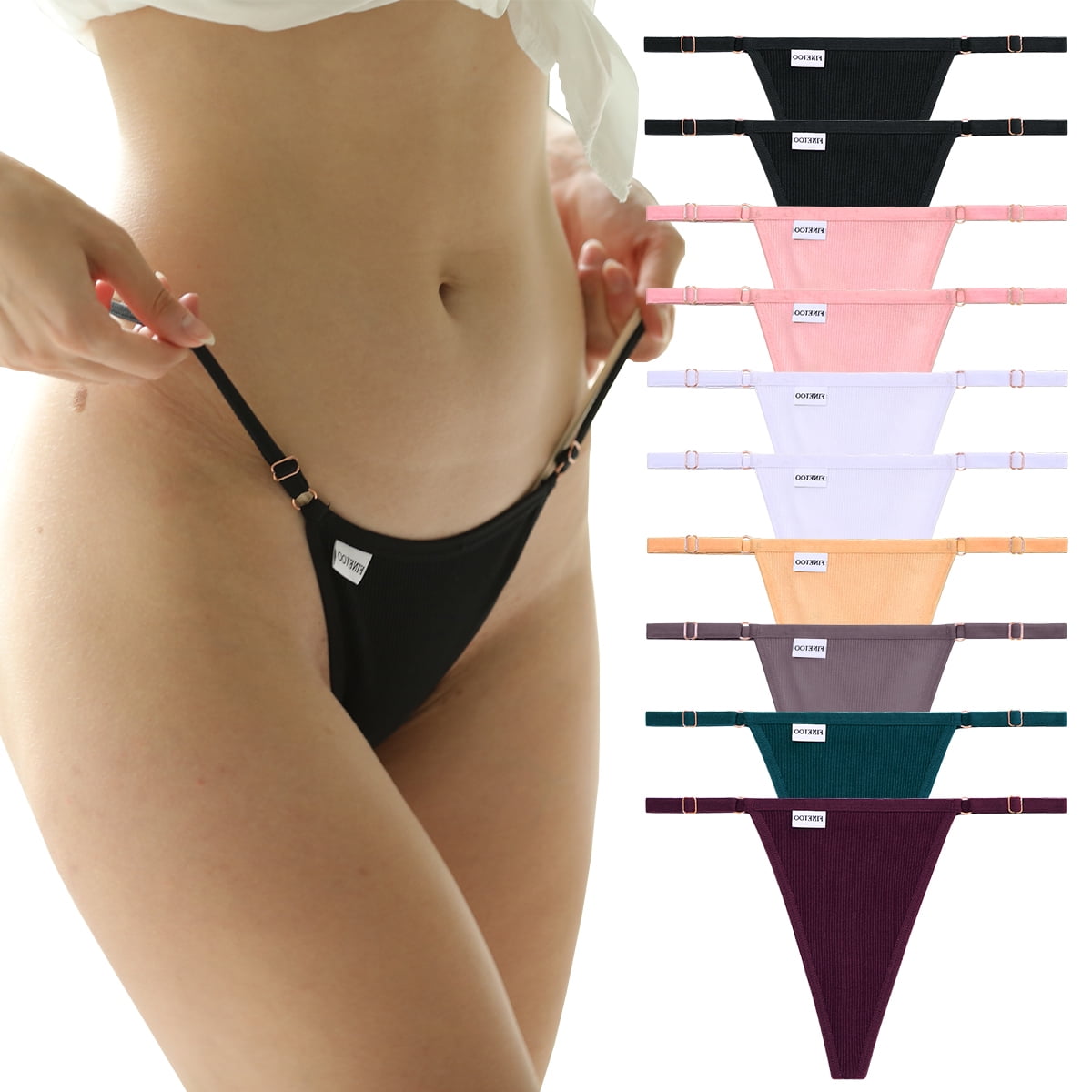  FINETOO 10 Pack G-String Thongs for Women Cotton Panties  Stretch T-back Tangas Low Rise Hipster Underwear Sexy S-XL (10 pack thongs,  Small) : Clothing, Shoes & Jewelry