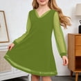 thumbnail image 2 of XEGLSBU Girls Dresses 5T-6T Girls' Dress Long Sleeved V Neck Dress Party Dress Children's Dress Performance Dress 7 13 Years Old Green Size 9-10 Years, 2 of 4