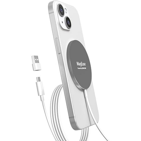 Magnetic Wireless Charger,MagEase 15W Wireless Charger mag~Safe Compatible with iPhone 16/15/14/13/12, AirPods 3/2/Pro/Pro2 and Samsung S24 Ultra, 5 Ft Cord, USB-C/A Plugs & mag~Safe Ring,Starry Grey
