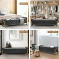 thumbnail image 2 of Aemeios 67" Velvet Storage Bench for Bedroom End of Bed with Single Lid Storage and Gold Legs, Dark Gray, 2 of 7