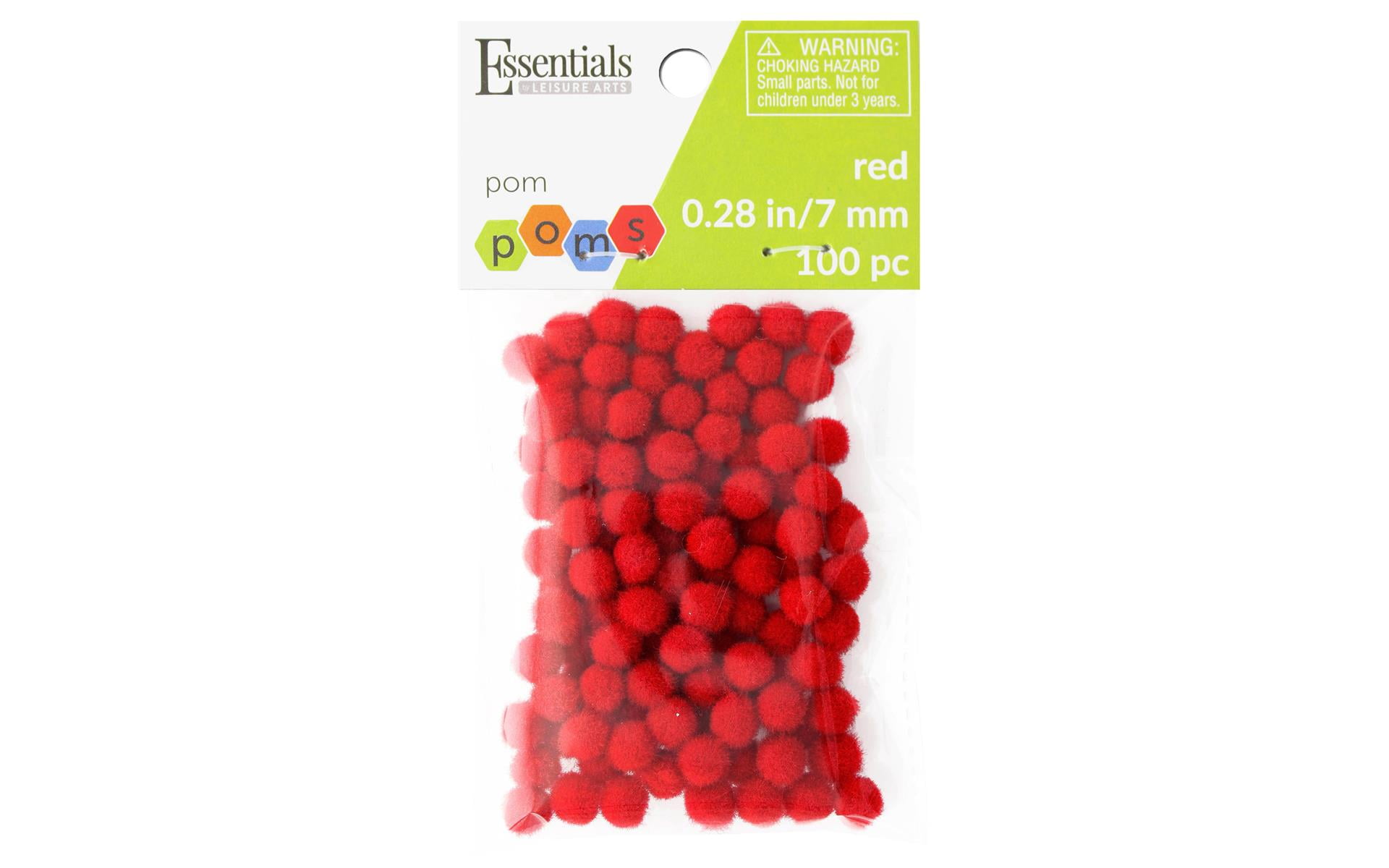 Essentials By Leisure Pom Pom 7mm Red 100pc