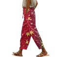 thumbnail image 4 of Women's Fashion Christmas Snowflakes Print Casual Pants with Drawstring Elastic Waist and Pockets, Comfortable Full Length Trousers for Winter Casual Wear,Red,3XL, 4 of 6