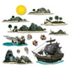 Club Pack of 168 Gray and Green Pirate Ship Island Photo Props 41.5"