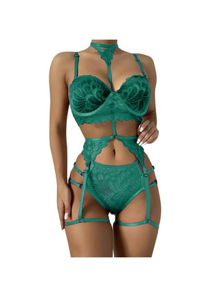 Women's Bra and Panties Lace Snap Exotic Two-piece Set Negligee