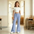 thumbnail image 6 of RTKFRFLM Kids School Uniform Bootcut Flared Pants Solid Color Casual Double Pocket Trousers for Back to School Clothes for Girls, 6 of 7