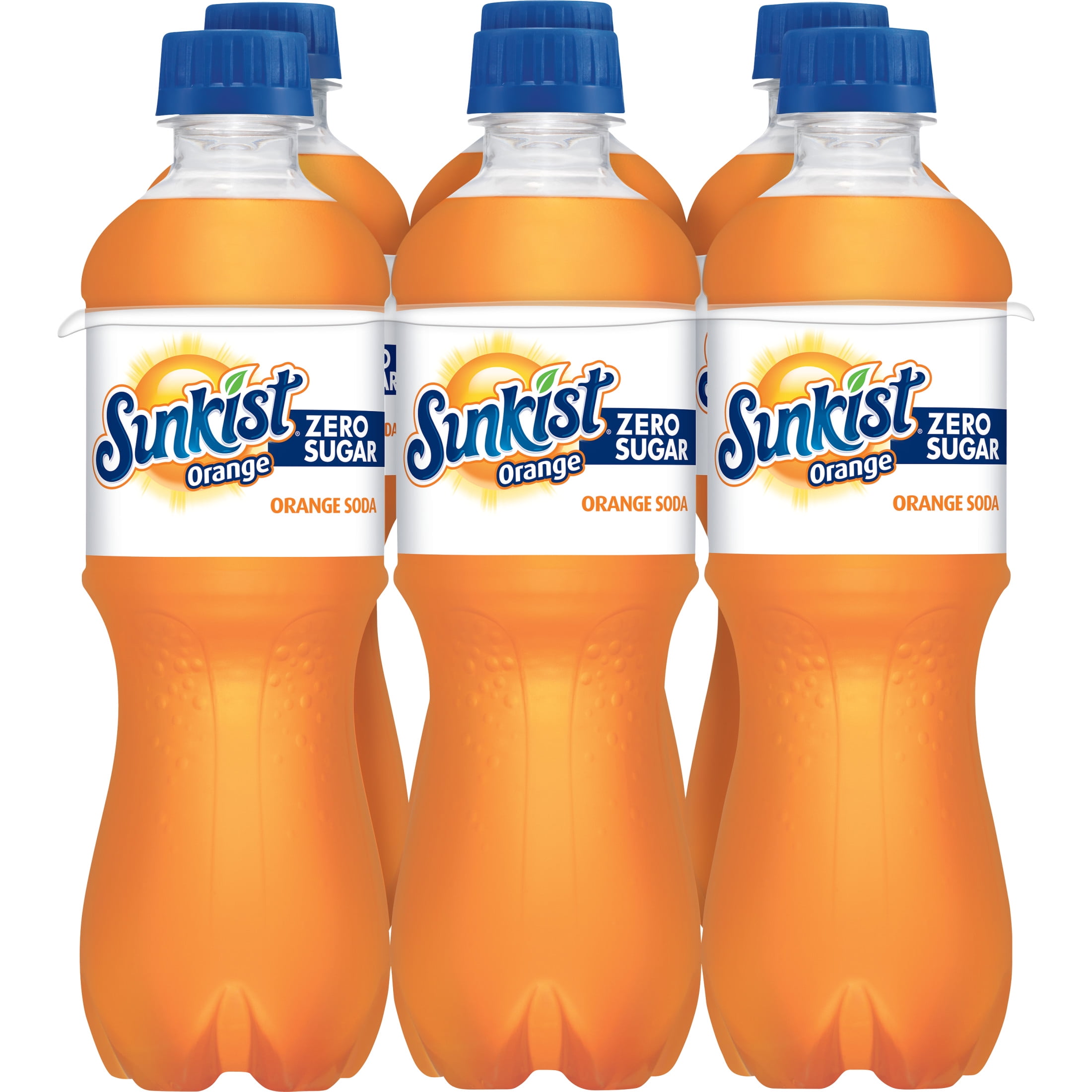 Sunkist Zero Sugar Orange Soda Pop, 16.9 fl oz, 6 Pack Bottles