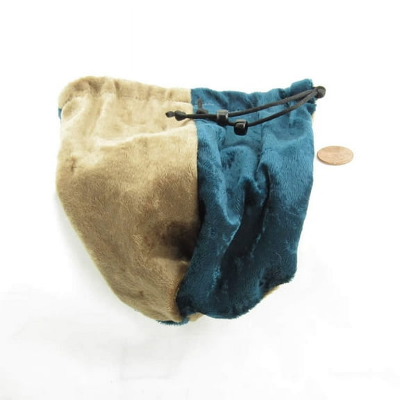 Velvet Teal and Lt Brown Dice and Gaming Bag 6 x 7 inches Wondertrail