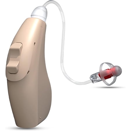 BlaidsX Neuro Rechargeable RIC + Programmable Hearing Aids for Seniors with Bluetooth & Noise Cancellation, Dual Mic & 48 DSP Channels - Beige - Right Ear