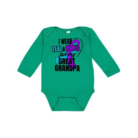 

Inktastic Suicide Prevention I Wear Teal and Purple For My Great Grandpa Gift Baby Boy or Baby Girl Long Sleeve Bodysuit