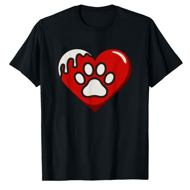 AALJY Cœur Rouge Empreinte de Patte de Chat et Chien Saint-Valentin